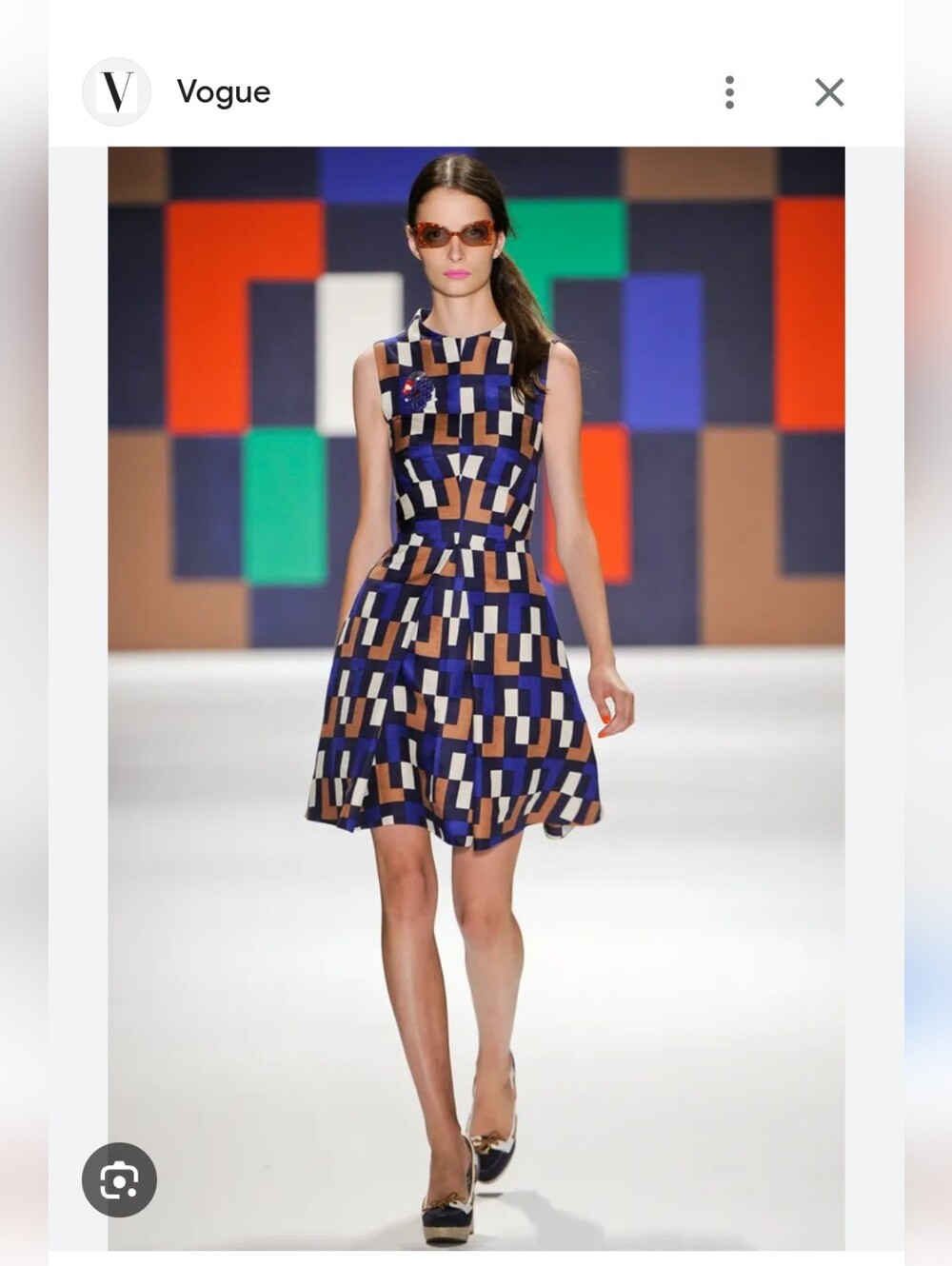 Milly Geometric Mini Dress in Navy, Tan & White Size US 6 SILK LINEN